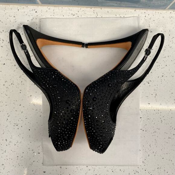 Alexander McQueen Crystal Embellished Slingback Sandals Heels Black 40 Showgirl - Picture 4 of 13